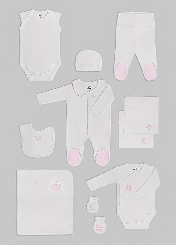 Agula Beyaz Pembe 10 Parça Yenidoğan Hastane Çıkış Seti - 2