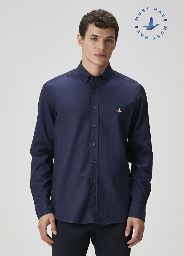 Beymen Club Comfort Fit Lacivert Oxford Gömlek - 1
