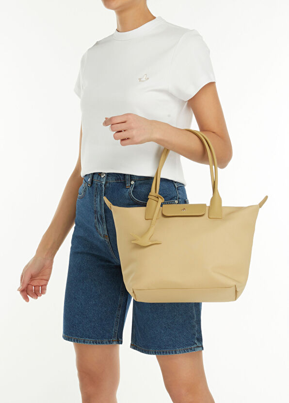 Beymen Club City Medium Beige Women's Shopping Bag - 2