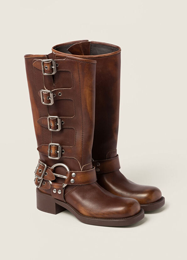 Miu Miu Deri Kahverengi Kadın Çizme - 2