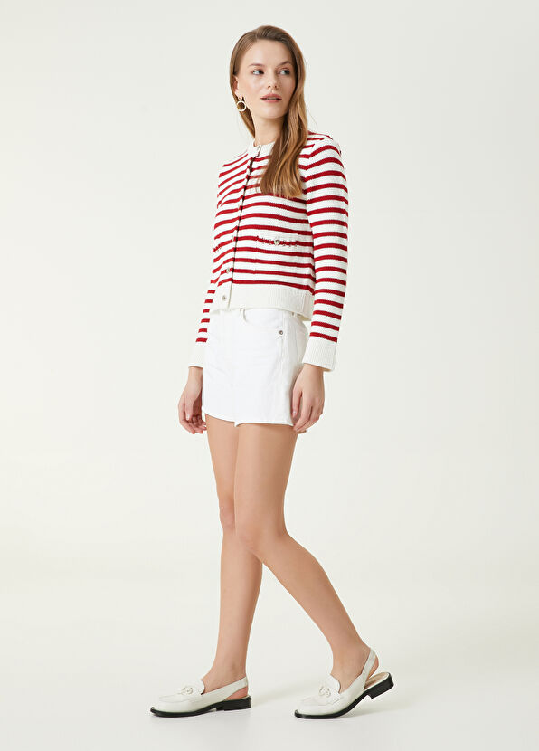 Beymen Club Red White Striped Knit Jacket - 2