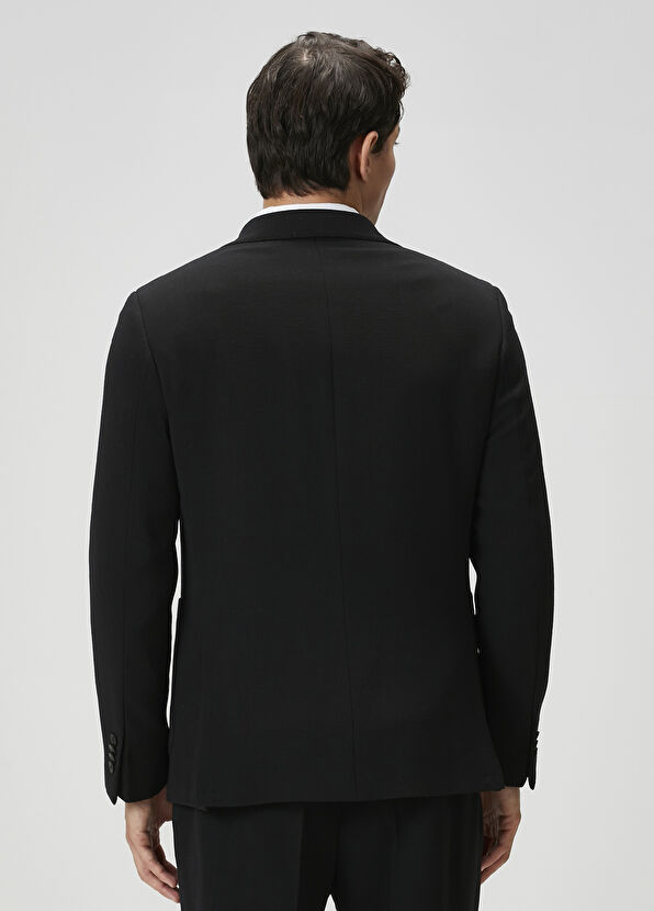 Beymen Club Black Crinckle Textured Wool Jacket - 4