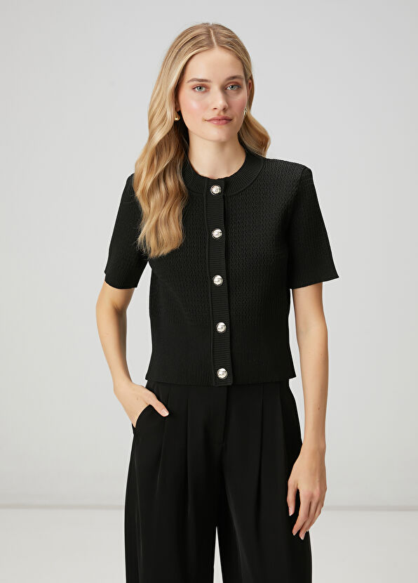 Beymen Club Siyah Simli Dokulu Triko Ceket - 1