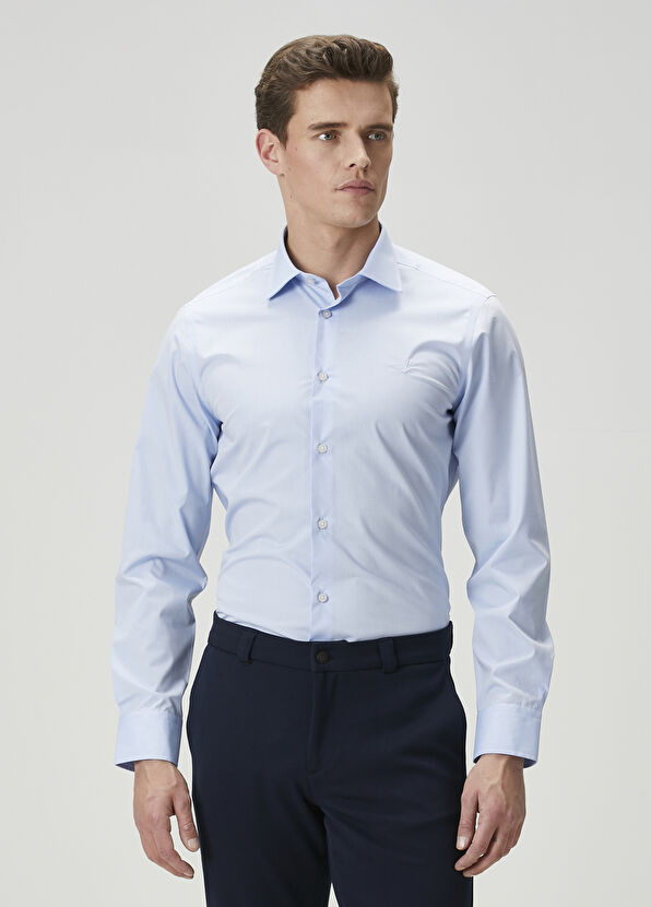 Beymen Club Slim Fit Mavi Non-Iron Poplin Gömlek - 1