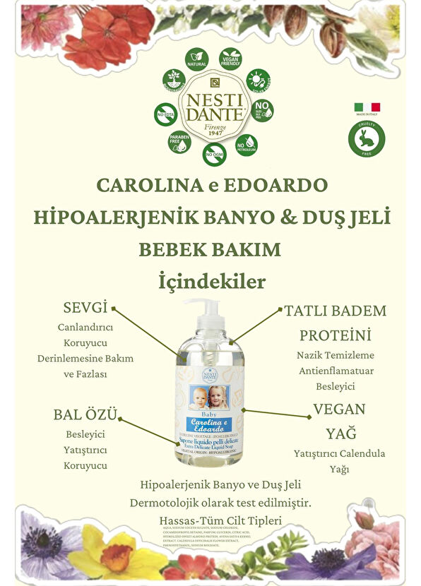 Nesti Dante Hipoalerjenik Vegan Bebek Bakım Bebek Banyo ve Duş Jeli 500 ml - 4