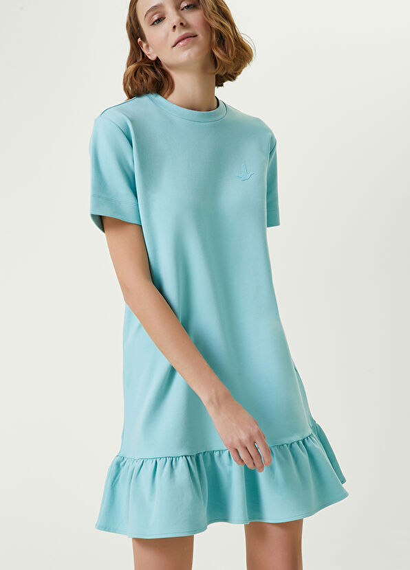 Beymen Club Turquoise Logo Ruffled Mini Jersey Dress - 2