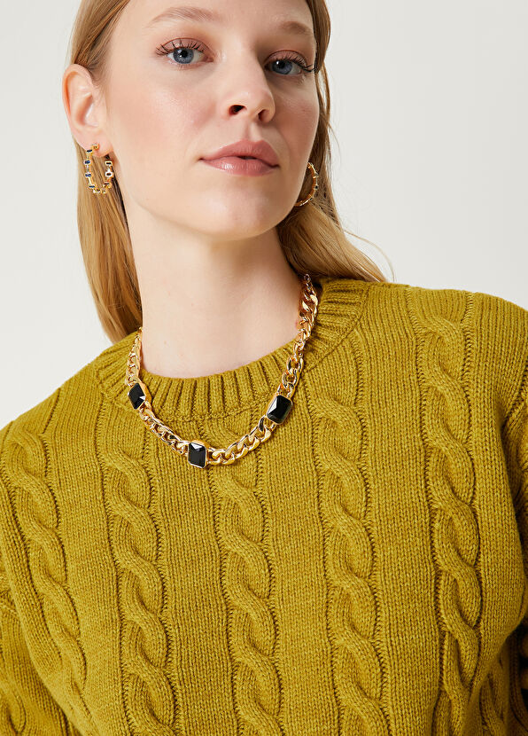 Beymen Club Fat Green Hair Braided Wool Sweater - 2