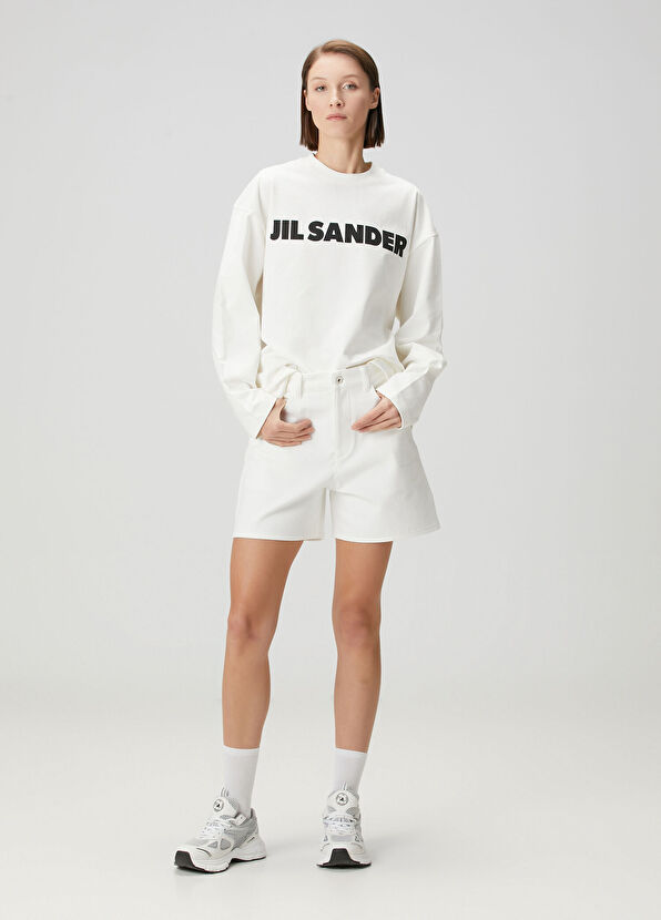 Jil Sander Beyaz Logolu Uzun Kol T-shirt - 2