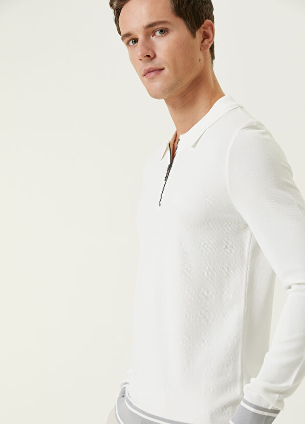 Beymen Club Beyaz Polo Yaka Logo Nakışlı Triko - 2