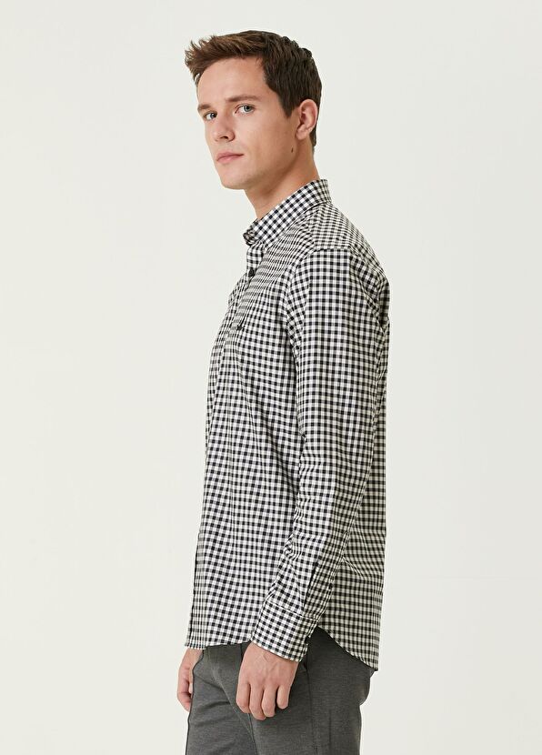 Beymen Club Slim Fit Mini Plaid Patterned Organic Cotton Shirt - 4