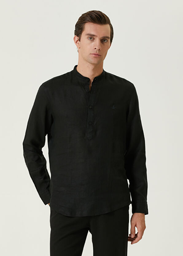 Beymen Club Comfort Fit Black Linen Shirt - 1