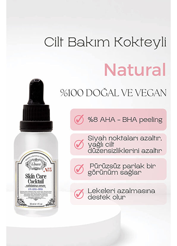 Rosece Cilt Bakım Kokteyli % 8 AHA- BHA Eksfolyan Serum 30 ml - 2