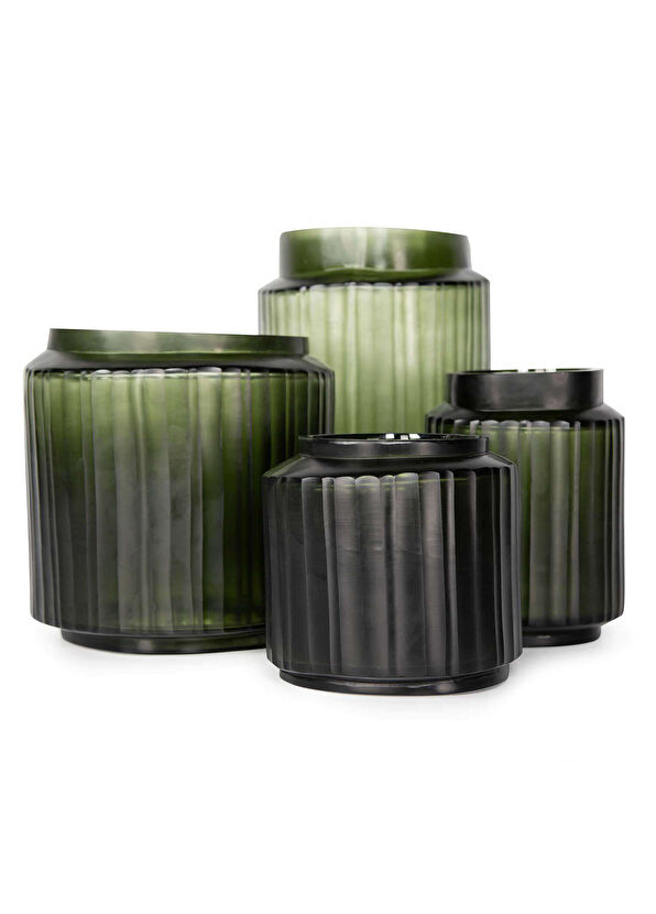 GUAXS Tonda Light Steelgrey Black Steelgrey Cam Büyük Boy Dekoratif Obje - 4