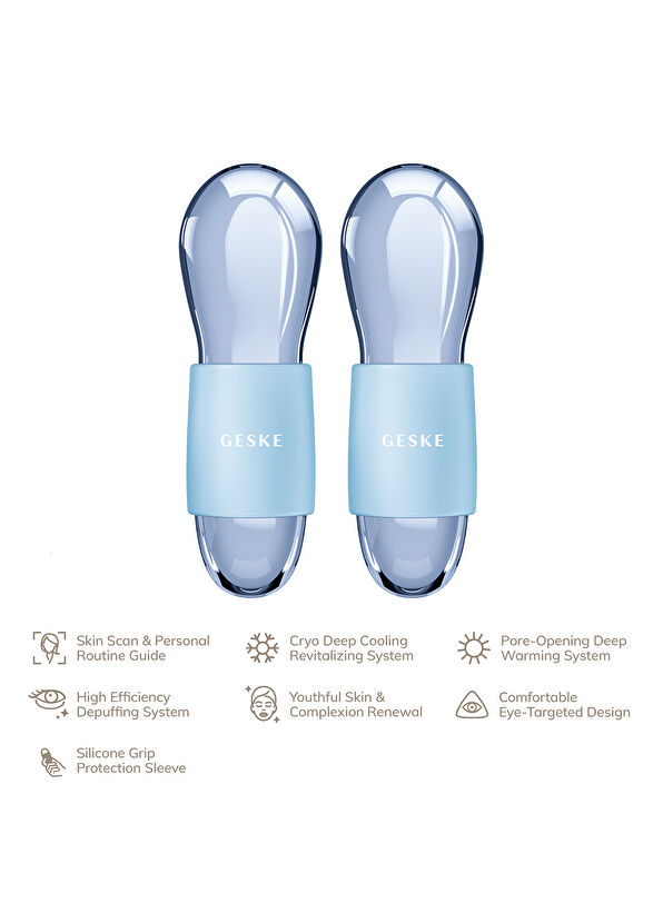 Geske Cool & Warm Duo Eye Massager Mavi Sıcak ve Soğuk Göz ve Yüz Masaj Aleti  - 3