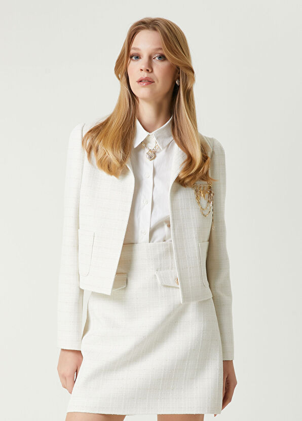 Beymen Club Ecru Short Tweed Jacket - 1