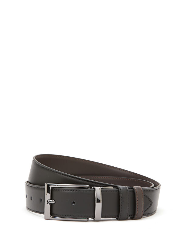 Beymen Club Black Brown Double Sided Men's Leather Belt - 1
