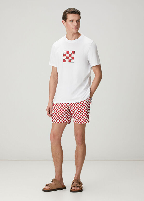 Beymen Club Red White Goose Checkers Patterned Long Swimsuit - 1