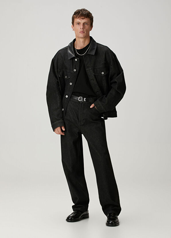 Straight Raw Siyah Jean Pantolon - Görsel 2