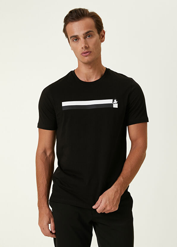 Beymen Club Black Injection Stripe Printed Logo T-shirt - 3