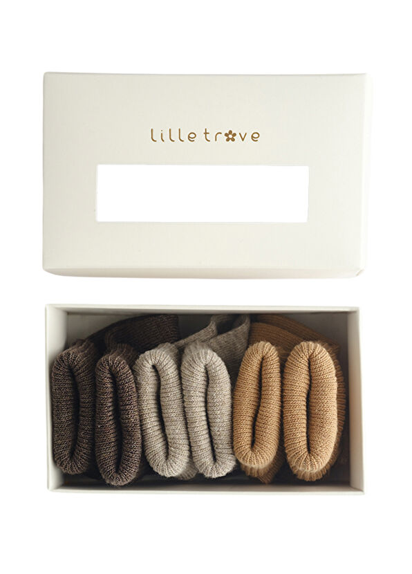 Lille Trove Renkli Yenidoğan Unisex Bebek 3'lü Çorap Seti - 2
