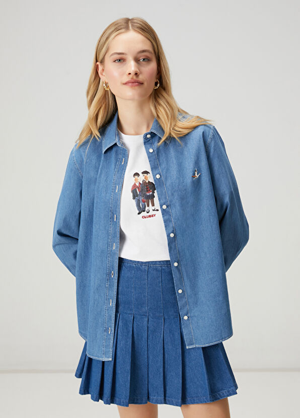 Beymen Club Blue Basic Denim Shirt - 1