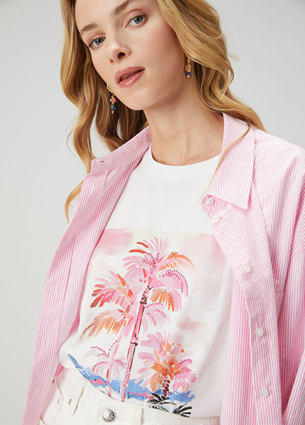 Beymen Club White Hotfix Printed T-Shirt - 2