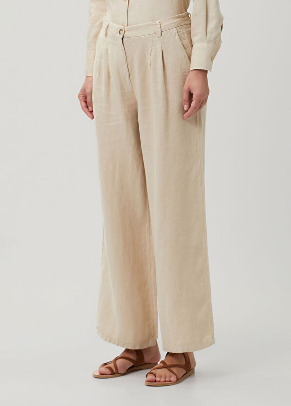 Beymen Club Bej Keten Pantolon - 4