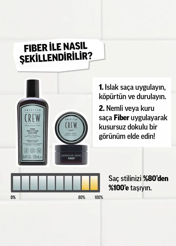 American Crew Crew Fıber Şampuan 250 ml + Fıber Saç Şekillendirici 50 gr 2'li Erkek Saç Bakım Seti - 3