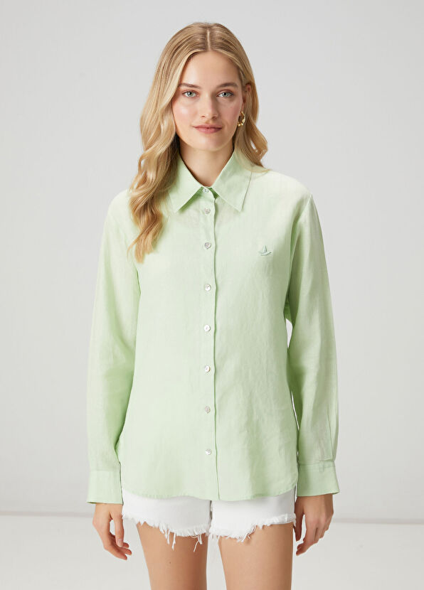 Beymen Club Yeşil Keten Gömlek - 2