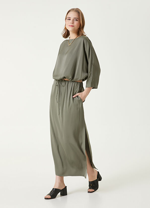 Beymen Club Khaki Crop Blouse With Laces At The Waist - 3