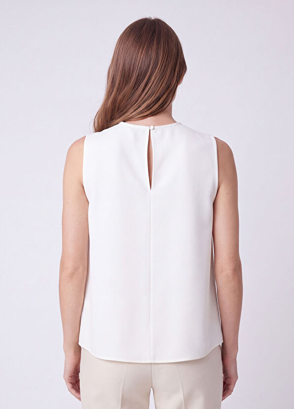 Beymen Club Off-White Crew Neck Sleeveless Basic Blouse - 4
