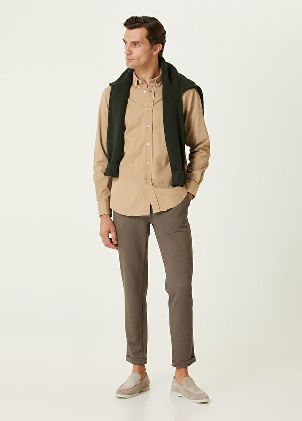 Beymen Club Comfort Fit Mink Gabardine Textured Shirt - 3