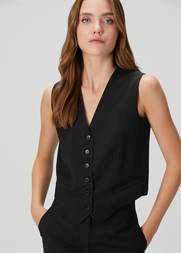 Beymen Collection Siyah İnce Yün Yelek - 2