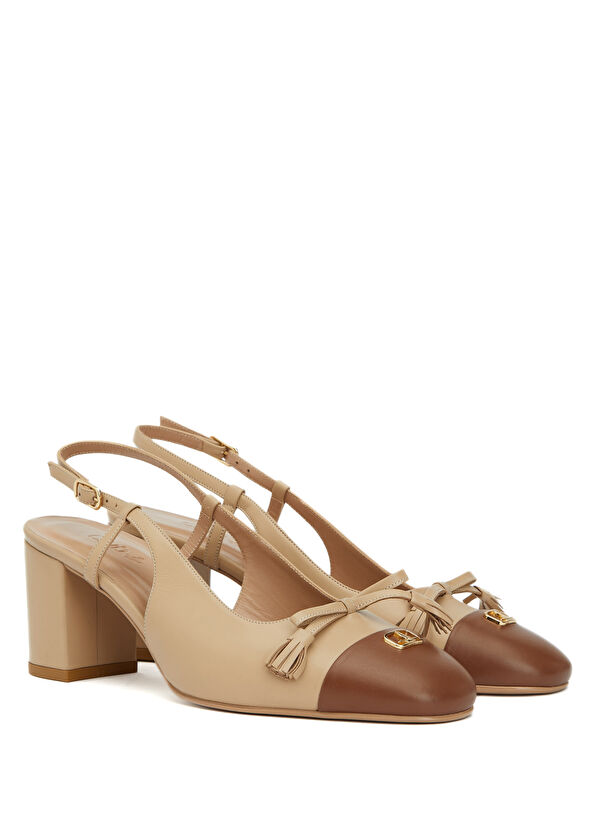 Beymen Club Bej Kalın Topuklu Maskaretli Kadın Deri Ayakkabı - 2