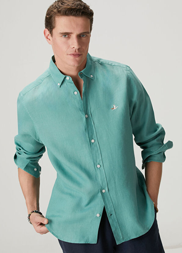 Beymen Club Comfort Fit Mint Keten Gömlek - 2