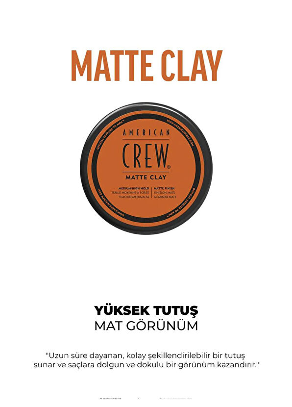 American Crew Matte Clay Erkekler İçin Yüksek Tutuşlu Şekillendirici Saç Pomadı 85 gr - 2