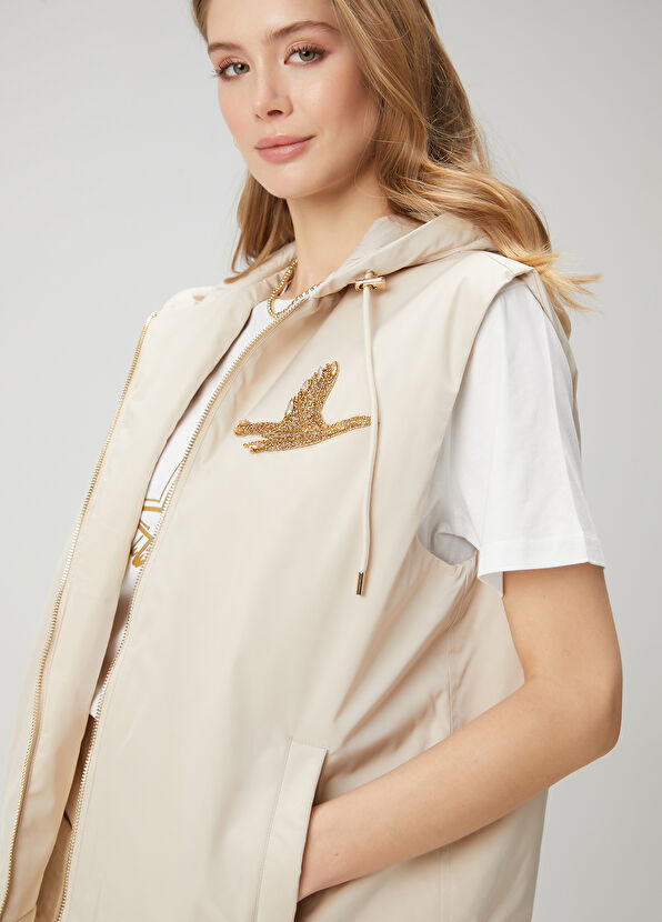 Beymen Club Beige Hooded Embellished Vest - 2