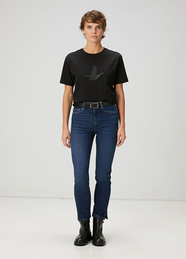Beymen Club Siyah Folyo Kuş Baskılı T-shirt - 2