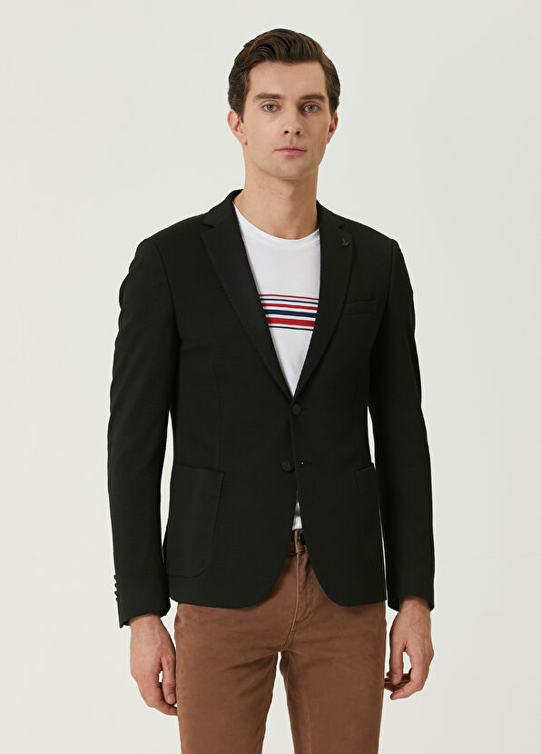 Beymen Club Black Honeycomb Textured Blazer - 1