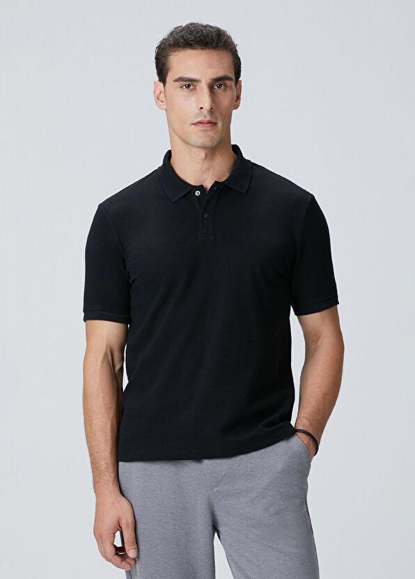 Network Siyah Çıtçıtlı Jakar Desen Kırılmaz Desen T-Shirt - 1