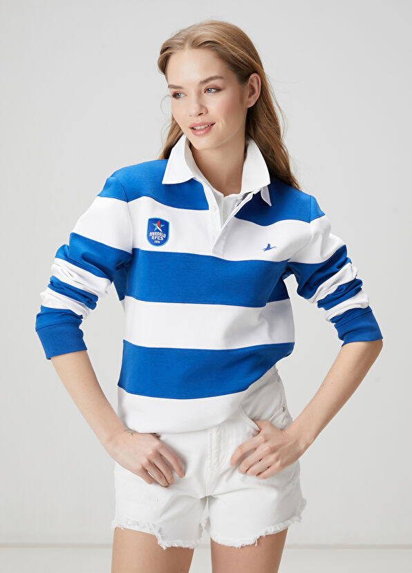 Beymen Club x Anadolu Efes Mavi Beyaz Polo Sweatshirt - 2