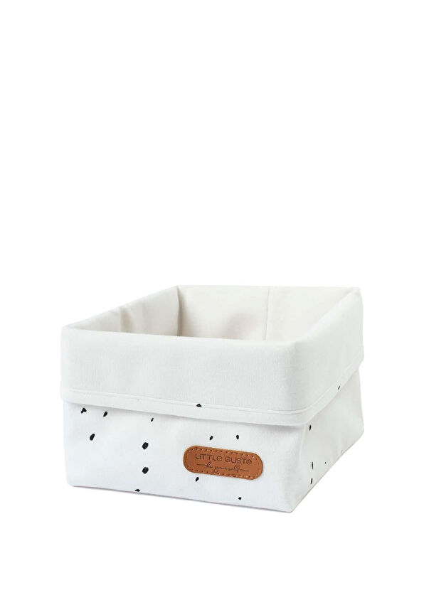 Little Gusto Cosmos White Organic Cotton Organizer Basket - 1