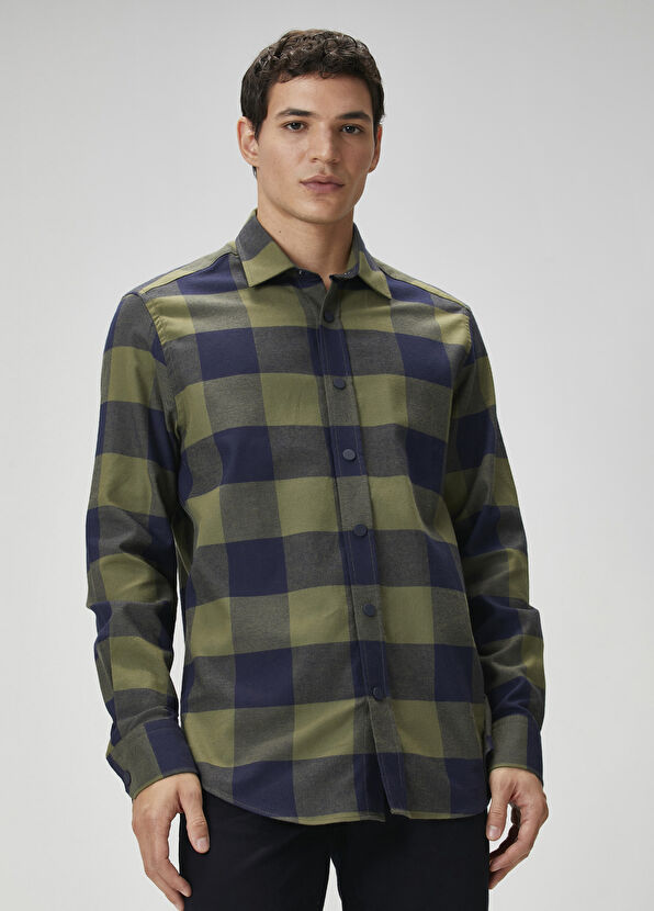 Beymen Club Comfort Fit Haki Ekose Desenli Gömlek - 2