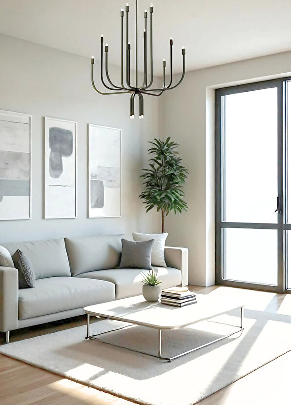 Waxy Design Studio Candle Koyu Metalik Gri Led Avize - 2