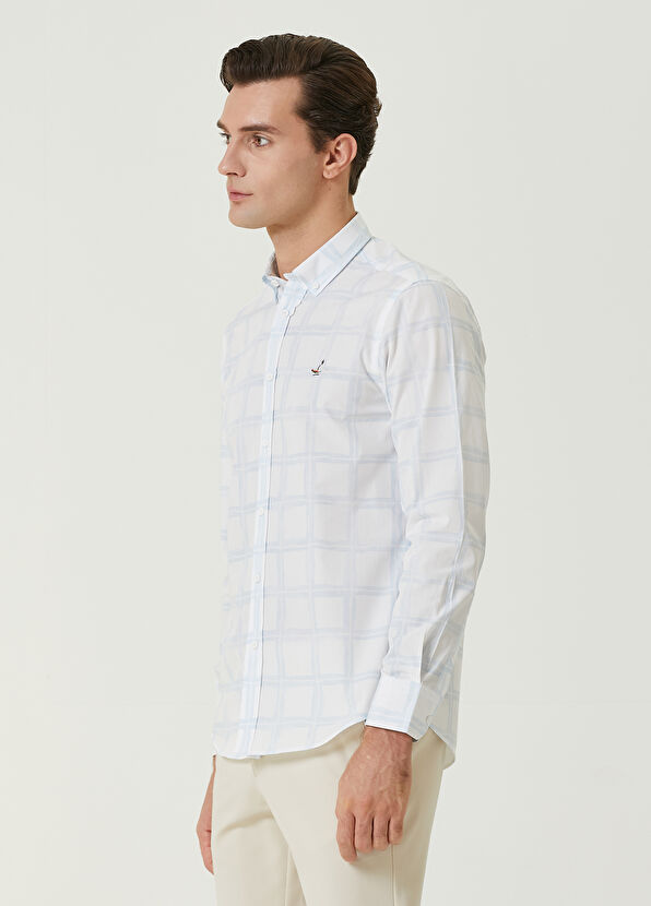 Beymen Club Comfort Fit Blue Check Patterned Shirt - 4