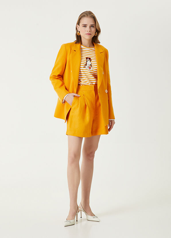 Beymen Club Turuncu Pile Detaylı Keten Şort - 1