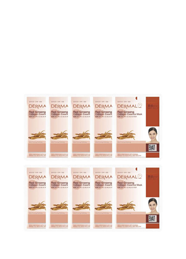 Dermal Purifying Cooling Firming Red Ginseng Extract Collagen 10 Pieces Face Mask - 1