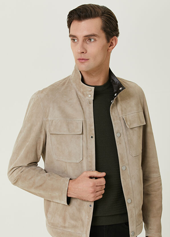 Beymen Club Dark Beige Double Sided Suede Jacket - 2