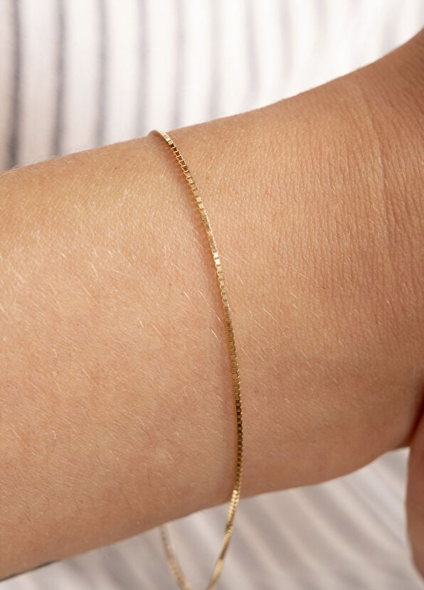 Safir Mücevher 14 Ayar Altın Küp Kadın Zincir Bileklik - 2