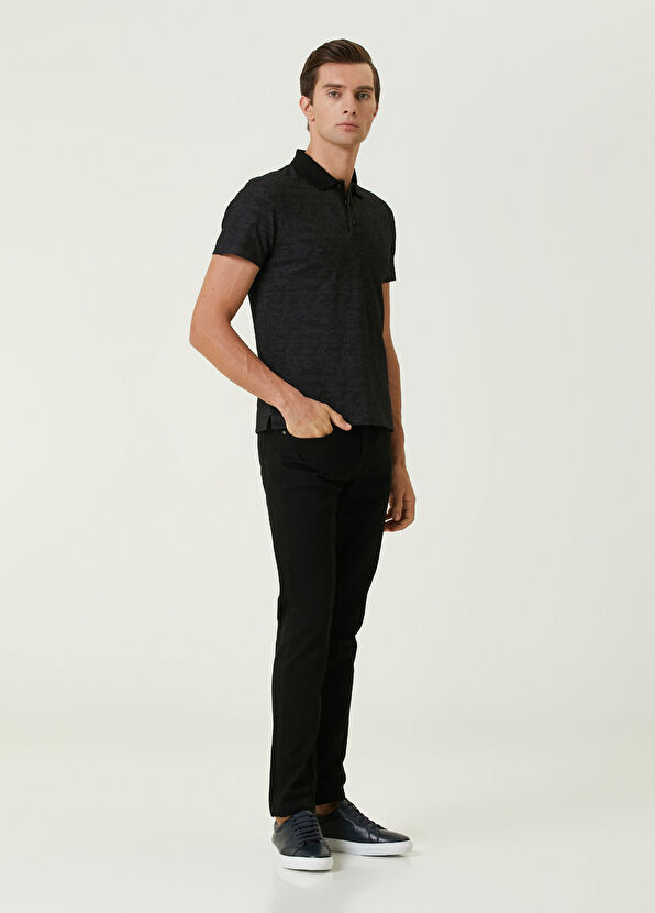 Beymen Club Slim Fit Siyah Polo Yaka Kamuflaj Dokulu T-shirt - 3